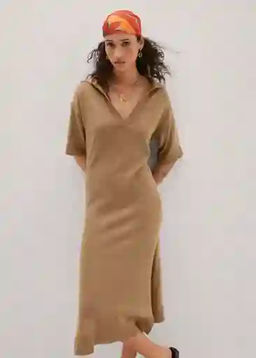 Vestido Alto Tabaco Talla M Mujer Mango