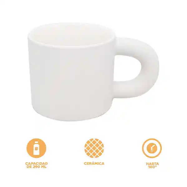 Taza de en Cerámica Con Asa Serie Miniso Blanco Miniso