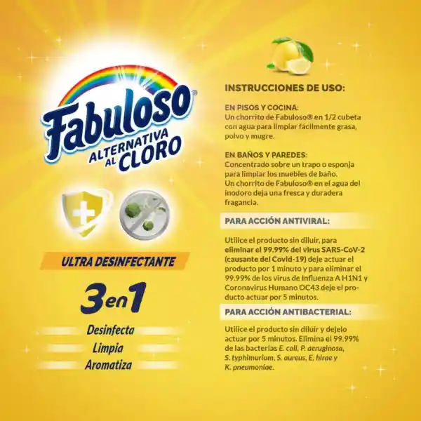 Limpia Pisos Fabuloso Alternativa al Cloro Ultra Desinfectante Citrica 2L