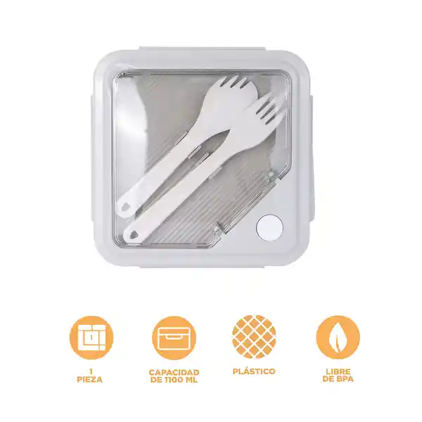 Contenedor de Comida Con 2 Compartimentos Gris 1100 mL Miniso