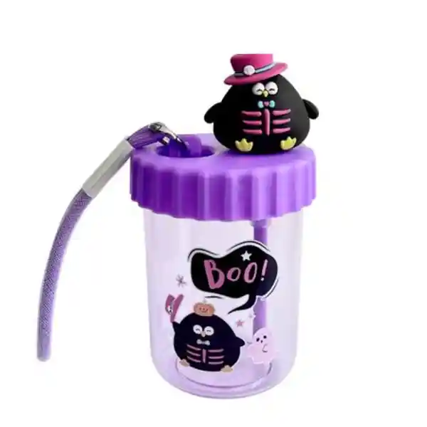 Vaso de Plástico Con Correa Dundun Morado Púrpura 520 mL Miniso