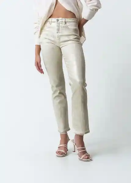 Pantalón Estelle Beige Escarcha Claro Talla 4 439F302 Naf Naf