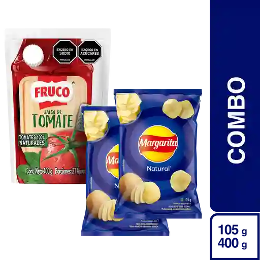 Combo Papas Margarita Natural 2 Und + Fruco Salsa de Tomate