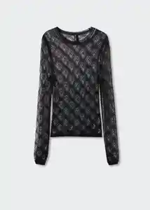 Camiseta Saona Negro Talla L Mujer Mango