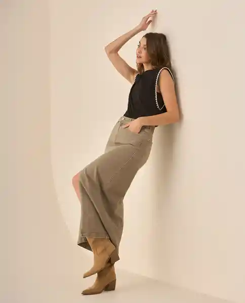 Falda Gris Teca Medio Talla 4 643G003 Esprit