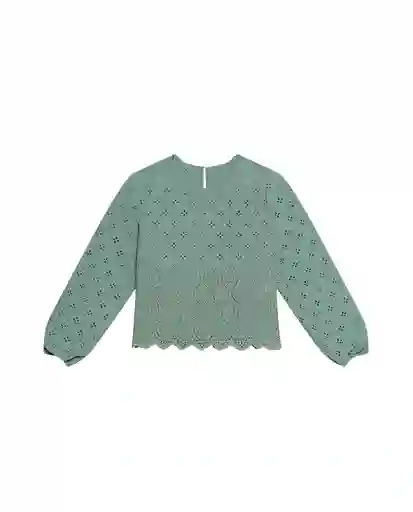 Blusa Eyelet Longsleeve Blanco 0 Claro Talla XL Chevignon