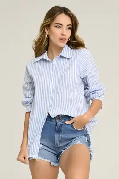 Camisa Boyfriend Spring Color Azul Claro Talla L Ragged