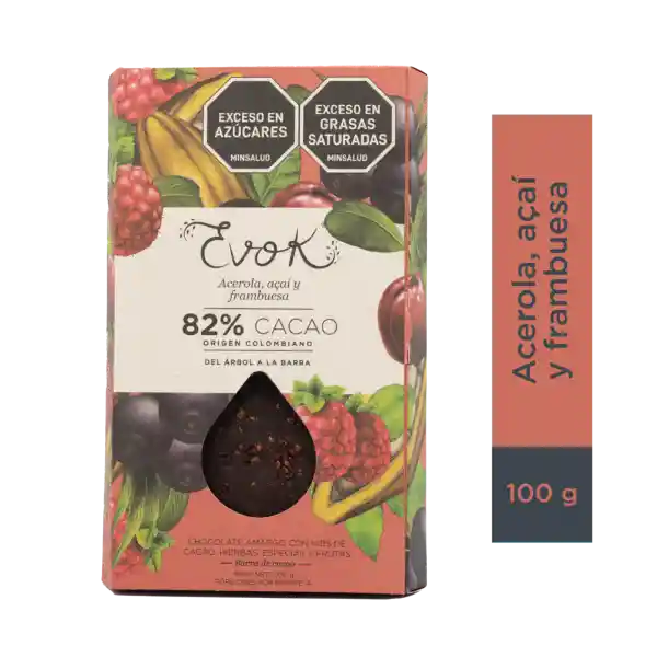 Evok Barra De Chocolate 82% Cacao