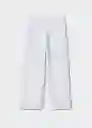 Pantalón Bordó-h Blanco Talla S Mujer Mango