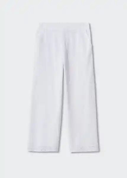 Pantalón Bordó-h Blanco Talla S Mujer Mango