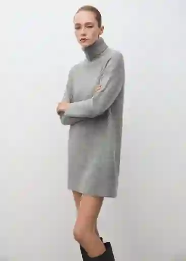 Vestido Taldote Gris Medio Vigore Talla S Mujer Mango