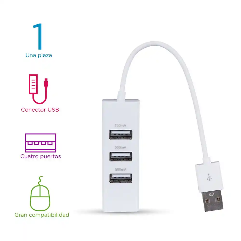 Puerto Usb de 4 Entradas Blanco E-Wc2-21213-B Miniso