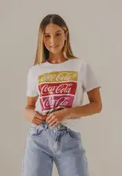 Coca Cola Camiseta Manga Corta Blanco T.L