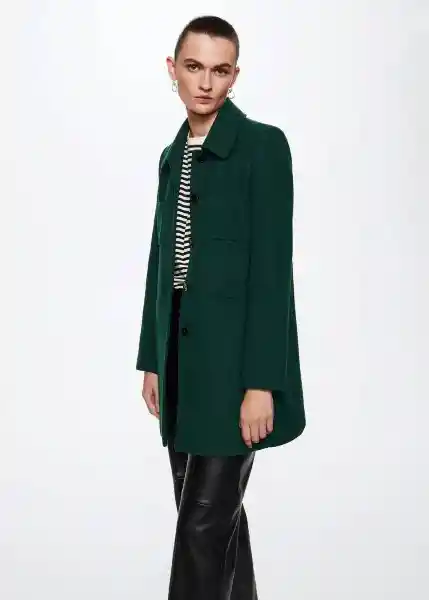 Abrigo Bardot Verde Talla 25 Mujer Mango