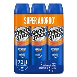 Desodorante Hombre Antitranspirante Speed Stick Spray 91g x3