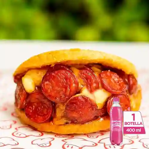 Combo Arepa Carnivora 200 gr + Postobón Manzana 400 ml