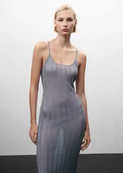 Vestido Bay Plata Talla M Mujer Mango