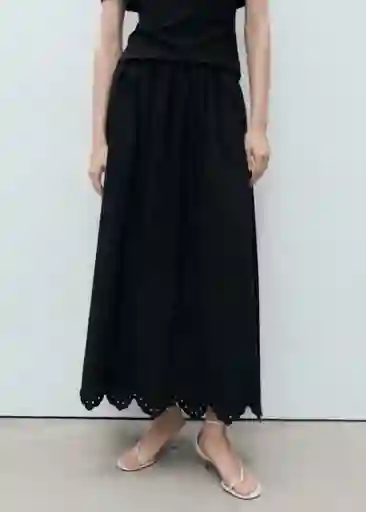 Falda Claus Negro Talla 38 Mujer Mango