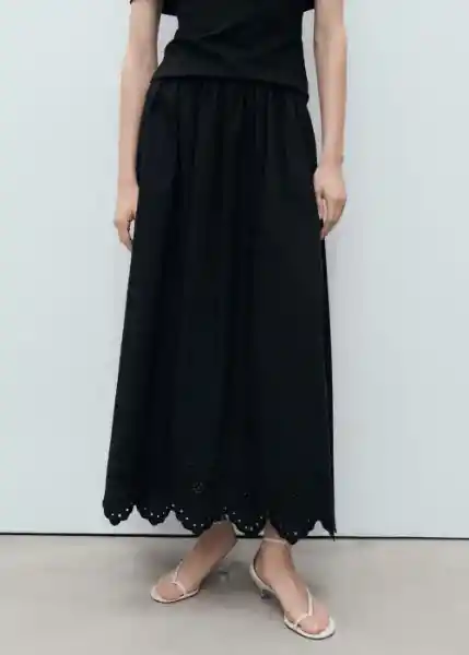 Falda Claus Negro Talla 38 Mujer Mango