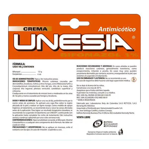 Unesia Crema Antimicótico 