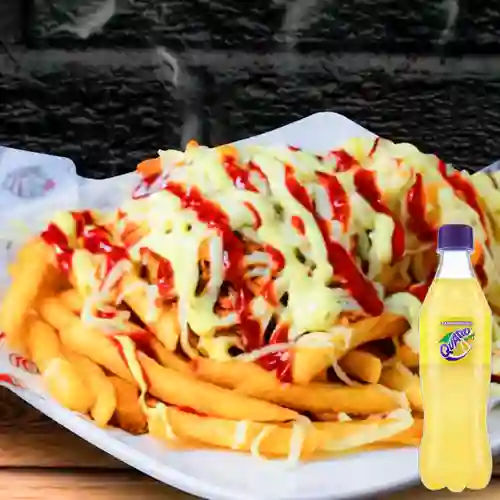 Combo Salchipapa Mixta + Quatro 440 ml