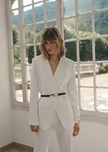 Blazer Americana Harry Blanco Talla L Mujer Mango