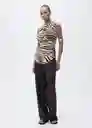 Blusa Zebri Crudo Talla L Mujer Mango