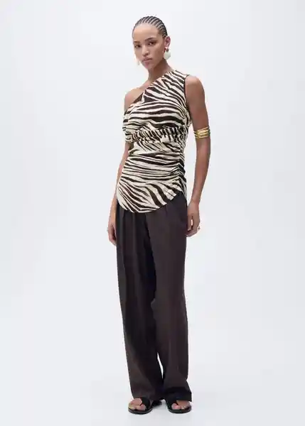 Blusa Zebri Crudo Talla L Mujer Mango
