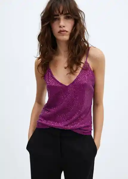 Top Xlenju Morado Talla M Mujer Mango