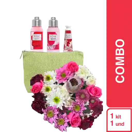 Combo Bouquet 14 Flores Mixto + Kit Rosa Para Mamá