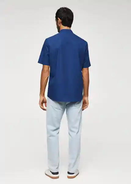 Camisa Solid-H Navy Talla M Hombre Mango