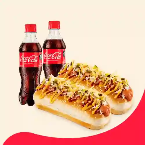 2 Perros Altoque + 2 Coca Cola
