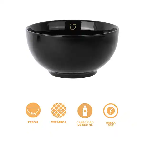 Tazón de Cerámica Serie Silver Grey Negro Miniso