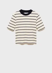 Camiseta Rayito Crudo Talla M Mujer Mango
