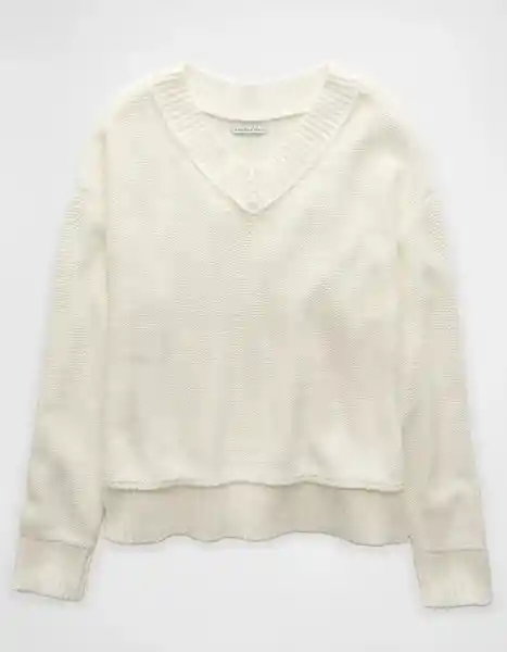 Suéter Tejido Mujer Blanco Talla: SMALL 1386100 American Eagle