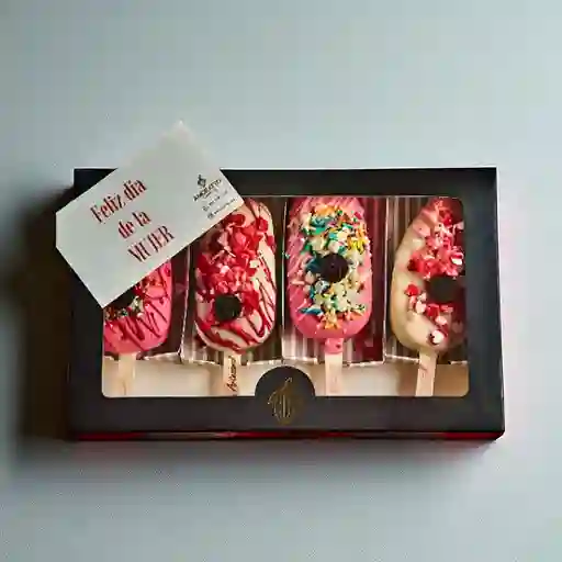 Paletas de Helado Rosadas Dia de la Muje
