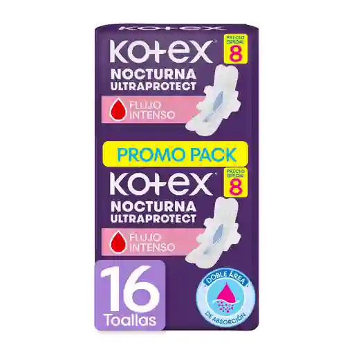 Toallas Higiénicas Femeninas Kotex Nocturna Ultraprotect 16 Und