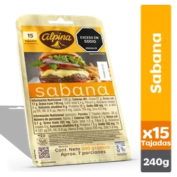 Alpina Queso Sabana 15 Tajadas 240 g