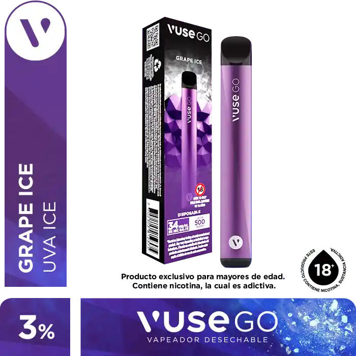 Vaporizador Vuse Go 500 Grape Ice 34Mg Paquetex1Und