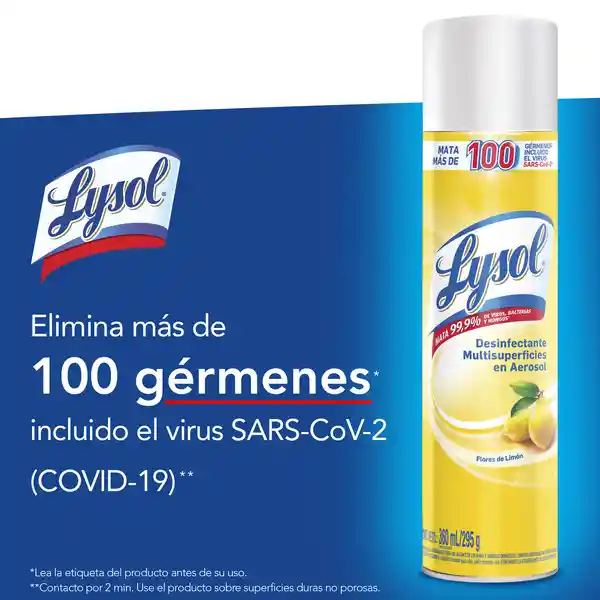 Lysol Desinfectante Multiusos Lemon & Lime en Aerosol 