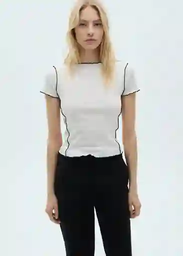 Camiseta Curlita Blanco Talla S Mujer Mango