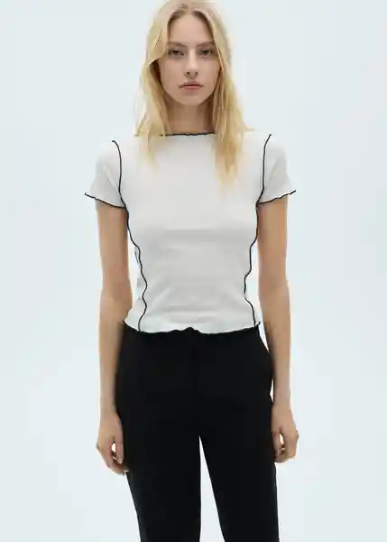 Camiseta Curlita Blanco Talla S Mujer Mango
