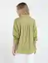 Camisa Cabo Aguer Mujer Verde Retro Medio Talla L Naf Naf