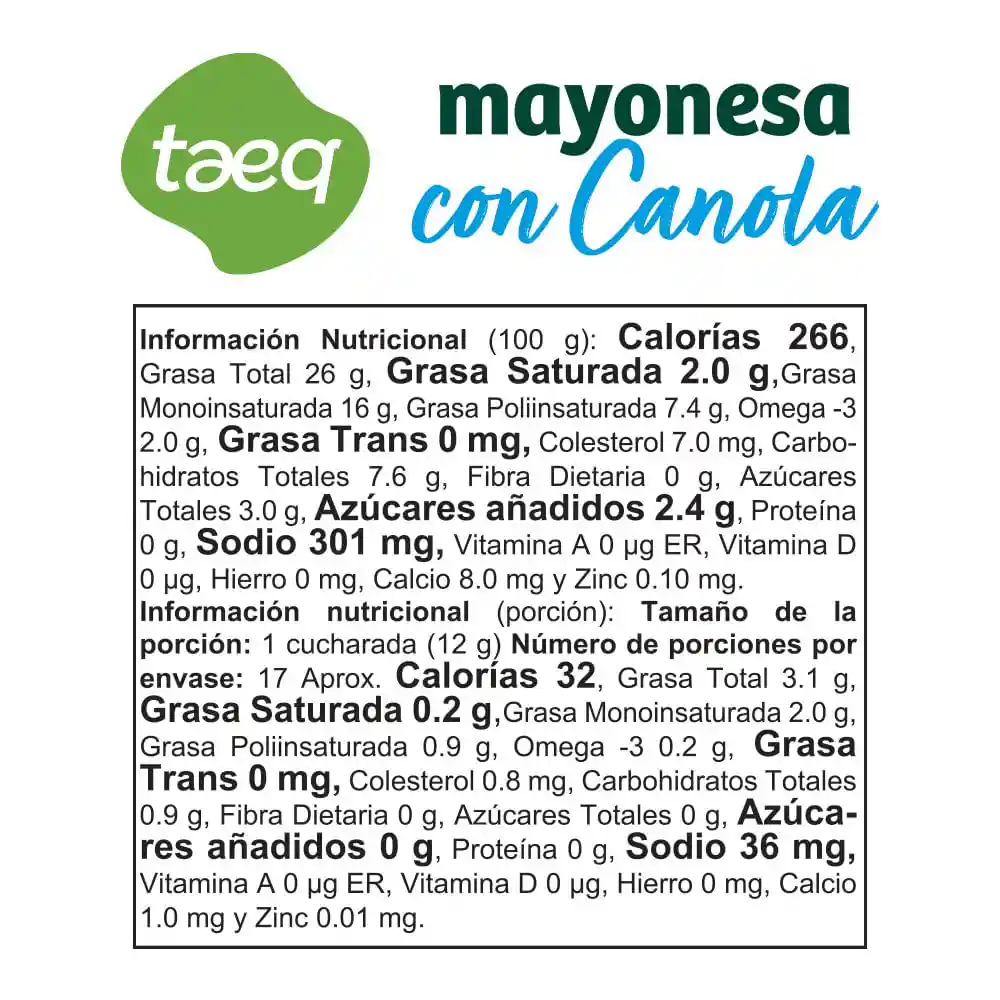 Taeq Mayonesa con Canola