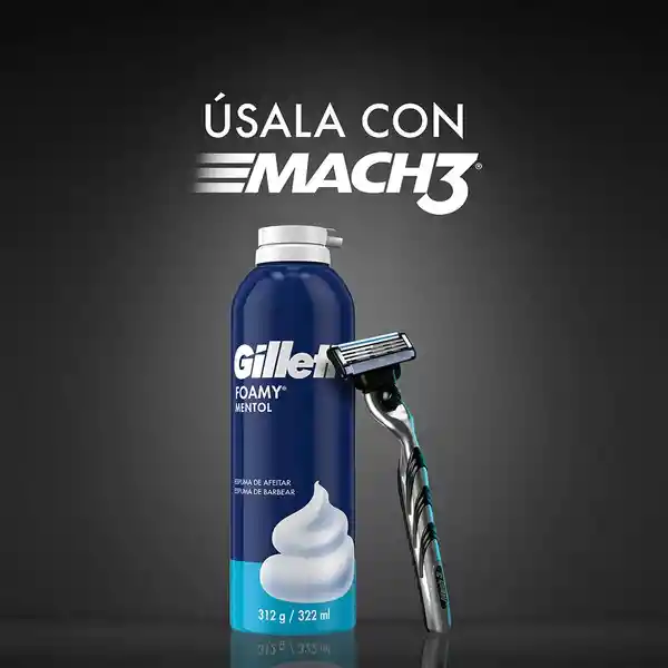 GILLETTE Foamy Mentol Espuma de Afeitar con Sensación Refrescante para Hombres Afeitada al Ras y Confortable 179 mL