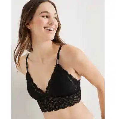 American Eagle Bralette Rosie Triangle Pads Negro Real M 3171