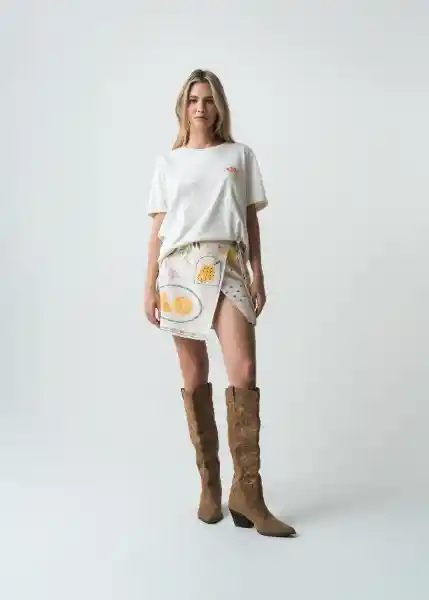 Falda Lindi Crudo Marfil Claro Talla M 442G385 Naf Naf