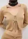 Cardigan Jadore Oro Talla XS Mujer Mango