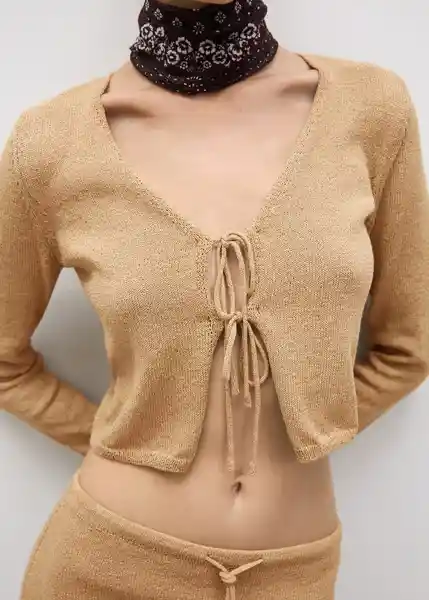 Cardigan Jadore Oro Talla XS Mujer Mango