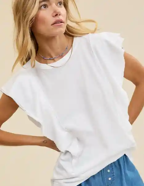 Camiseta Aerie Blanco Talla Medium 3805100 American Eagle